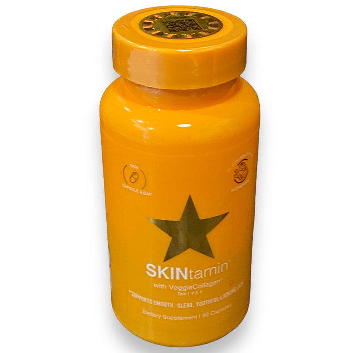 HAIRtamin SKINTAMIN : 1 MONTH SUPPLY : strongly supports skin firmness and elasticity and help reduce blemishes & breakouts, WITH ORIGINAL HOLOGRAM