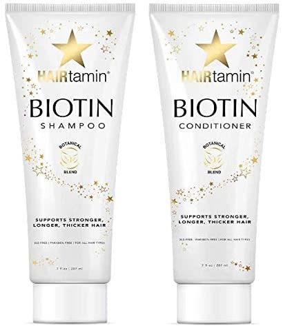 Hairtamin Biotin Shampoo and Conditioner Set + HAIRtamin Gummy Stars Bundle