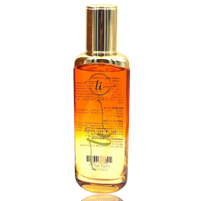 TIWASSI USA Argan oil for hair - 100% PURE Argan oil for strong and shiny hair - Extra penetrating renewing hair Oil Deep Moisturizing with vitamin E for healthy hair 100ml