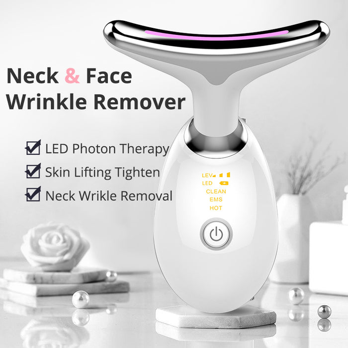 EMS Thermal Neck Lifting And Tighten Massager Electric Microcurrent Wrinkle Remover LED Photon Face Beauty Device For Woman | Delivery 10-25 Days
