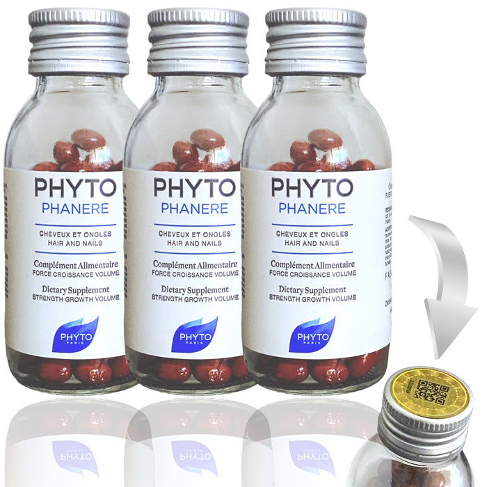3 PHYTO natural Hair growth vitamins - 6 MONTHS SUPPLY WITH ORIGINAL HOLOGRAM - Promotes Growth, Strength, and Shiny hair