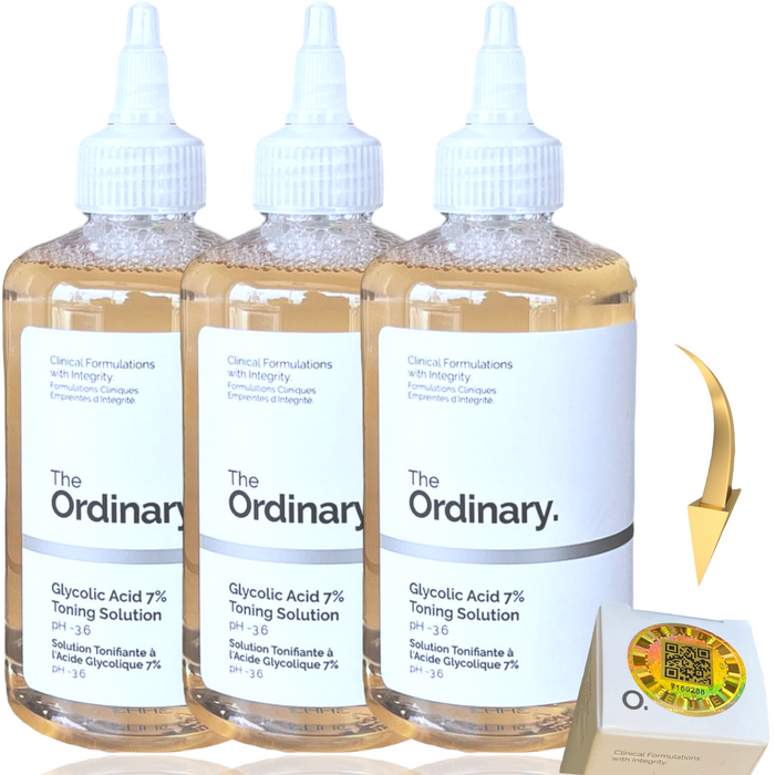 3 The Ordinary Glycolic Acid the Ordinary - WITH ORIGINAL HOLOGRAM - 240 ml Glycolic Acid Toner 7% Toning Resurfacing Solution, Exfoliate and Rejuvenate skin, Solution for Blemishes and Acne