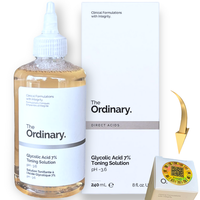 The Ordinary Glycolic Acid the Ordinary - WITH ORIGINAL HOLOGRAM - 240 ml Glycolic Acid Toner 7% Toning Resurfacing Solution, Exfoliate and Rejuvenate skin, Solution for Blemishes and Acne