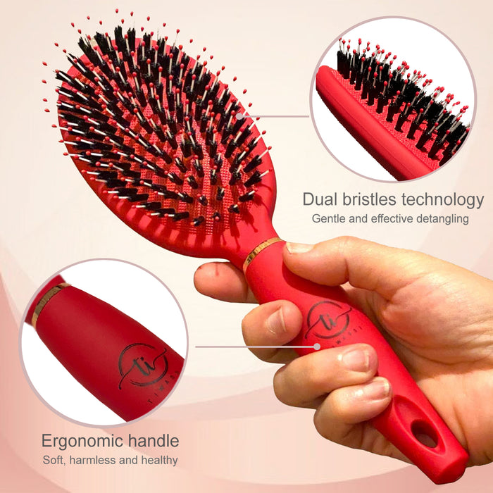 TIWASSI Elite brush - Dual bristle technology, detangles hair and minimize breakage